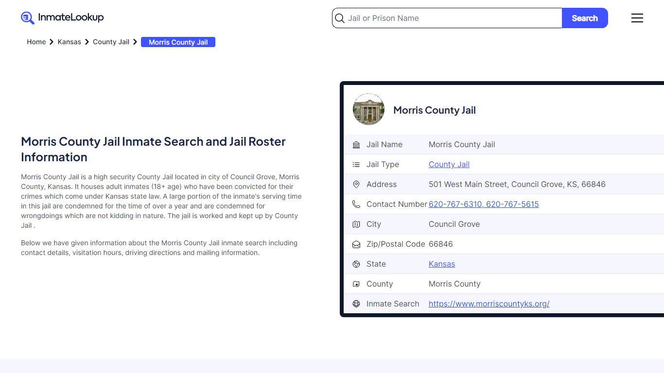 Morris County Jail Inmate Search and Jail Roster Information