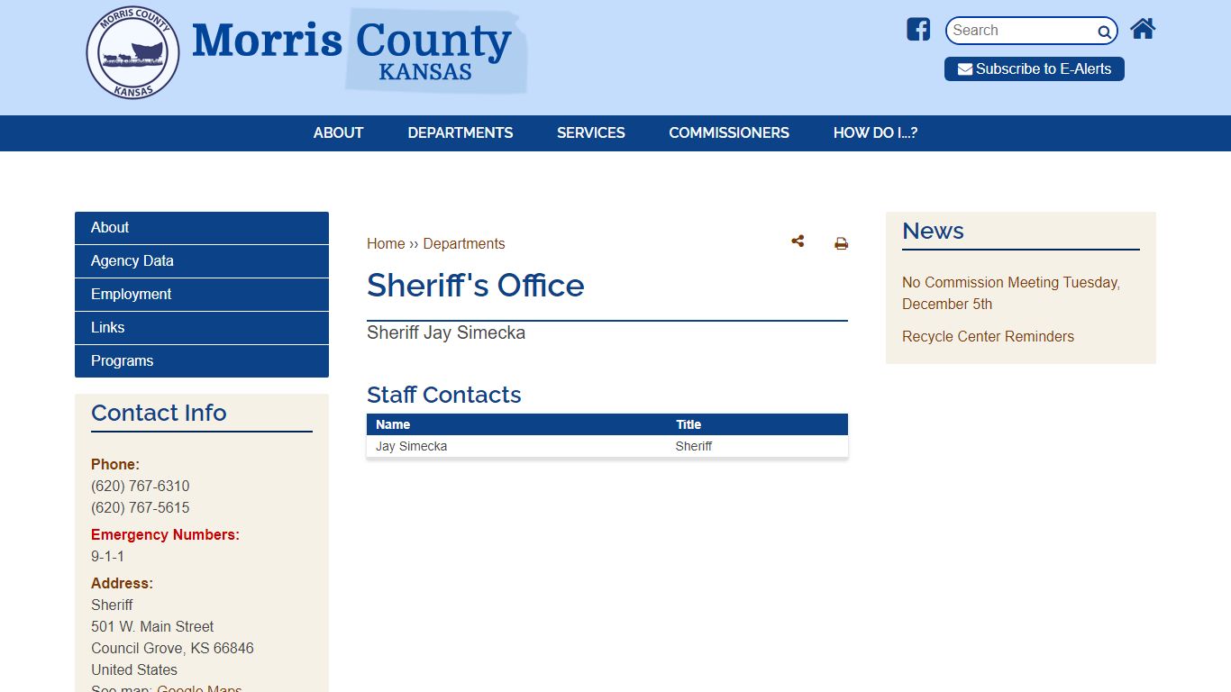 Sheriff's Office | Morris County, KS