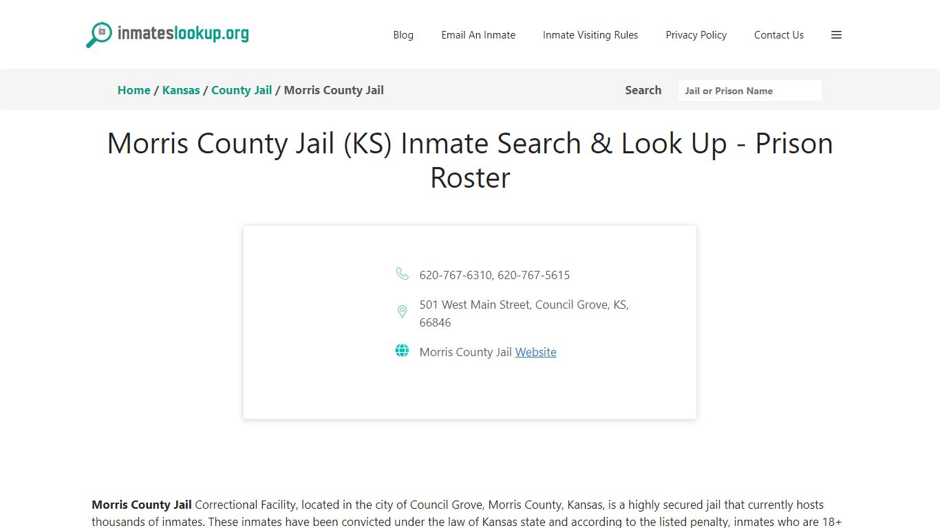 Morris County Jail (KS) Inmate Search & Look Up - Prison Roster