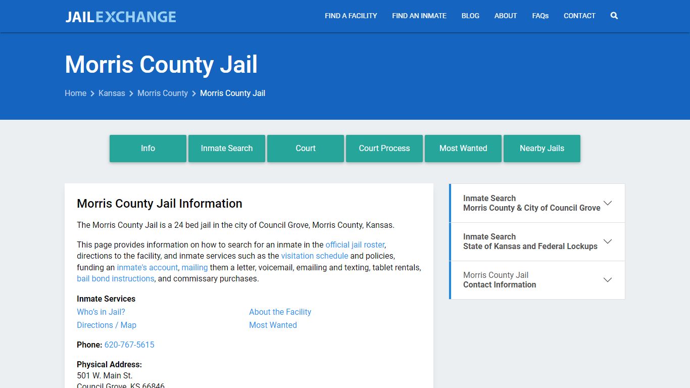 Morris County Jail, KS Inmate Search, Information